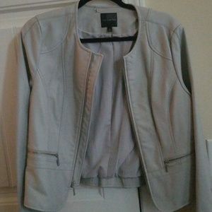 LIMITED GRAY LEATHER SHORT JACKET